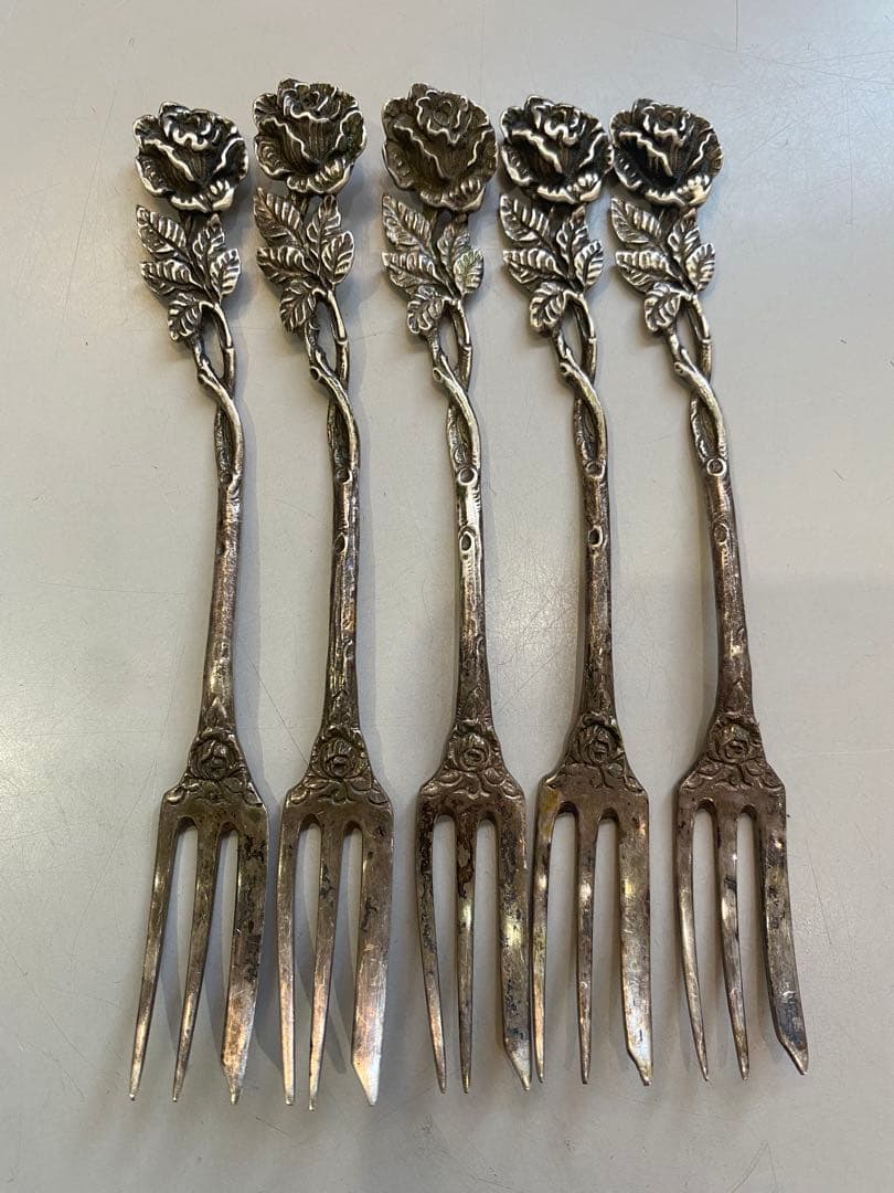ヒルデスハイムローズ　フォーク　5本　アンティーク　　シルバー835