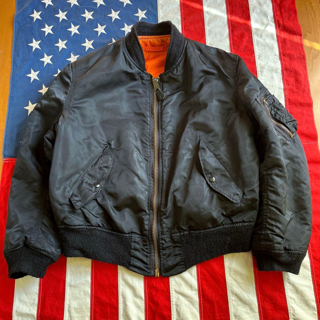 80s ビンテージ ALPHA アルファ MA-1 ブラック M アメリカ製