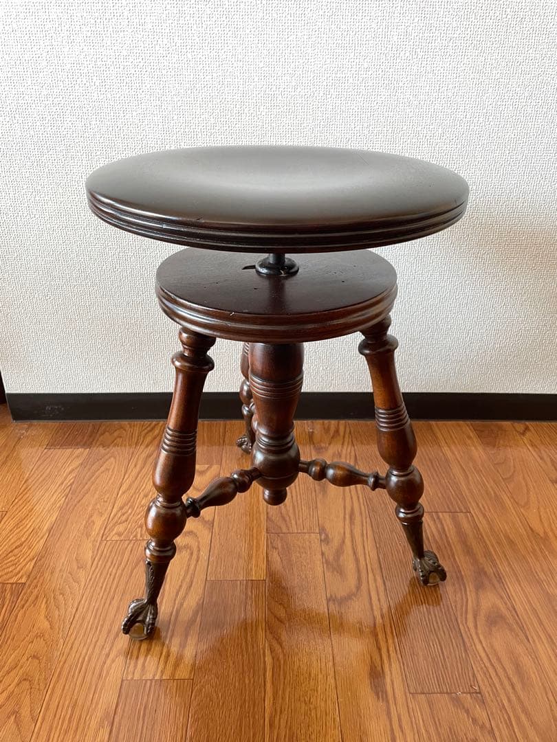 【メンテナンス済み】希少 アンティーク ピアノスツール チェア