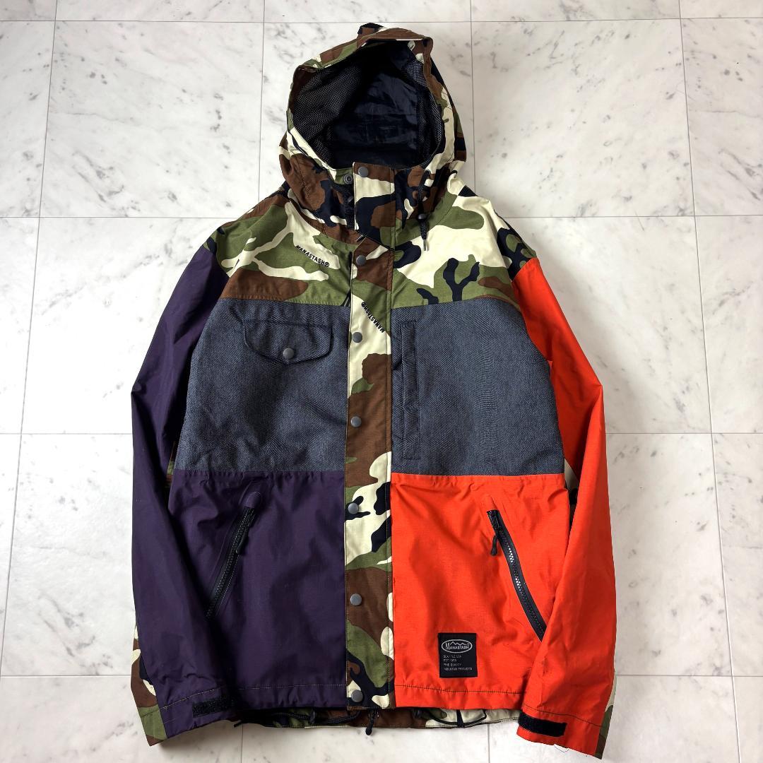 マナスタッシュ M スノーボードジャケット スキージャケット パッチワーク 迷彩