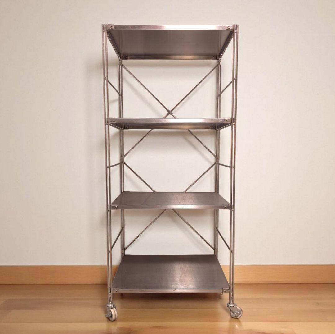 無印良品 MUJI ステンレスユニットシェルフ ステンレス棚セット キャスター付