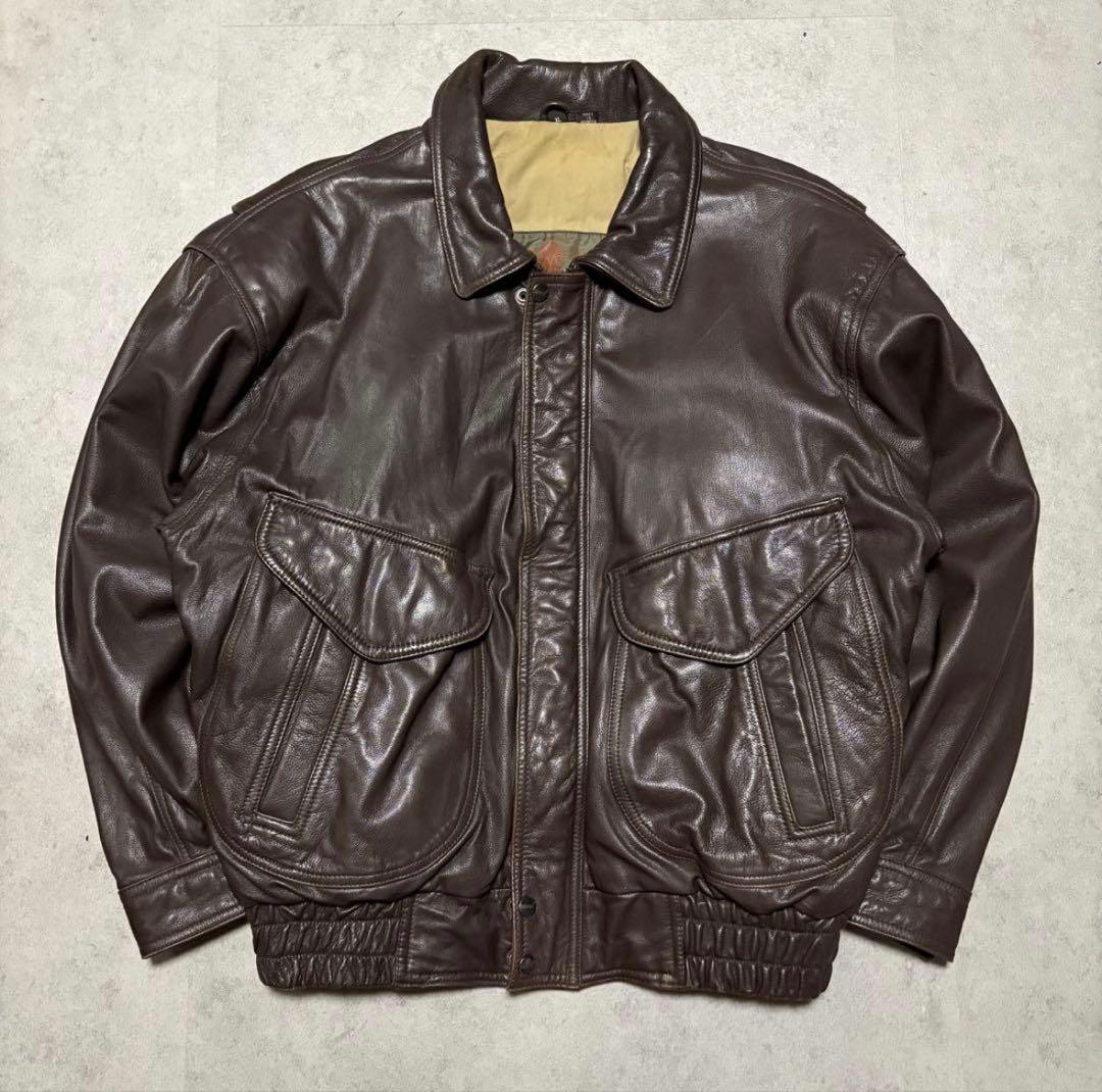 【vintage】フライトジャケット XL本革　A2 ブルゾン　ボンバー　短丈
