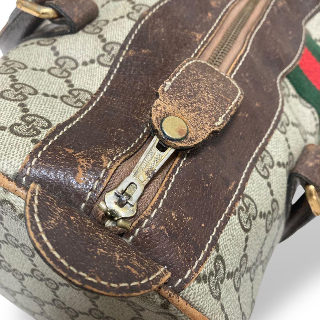【ヴィンテージ】オールドグッチ　ミニボストンバッグ GG柄　シェリーライン　旅行