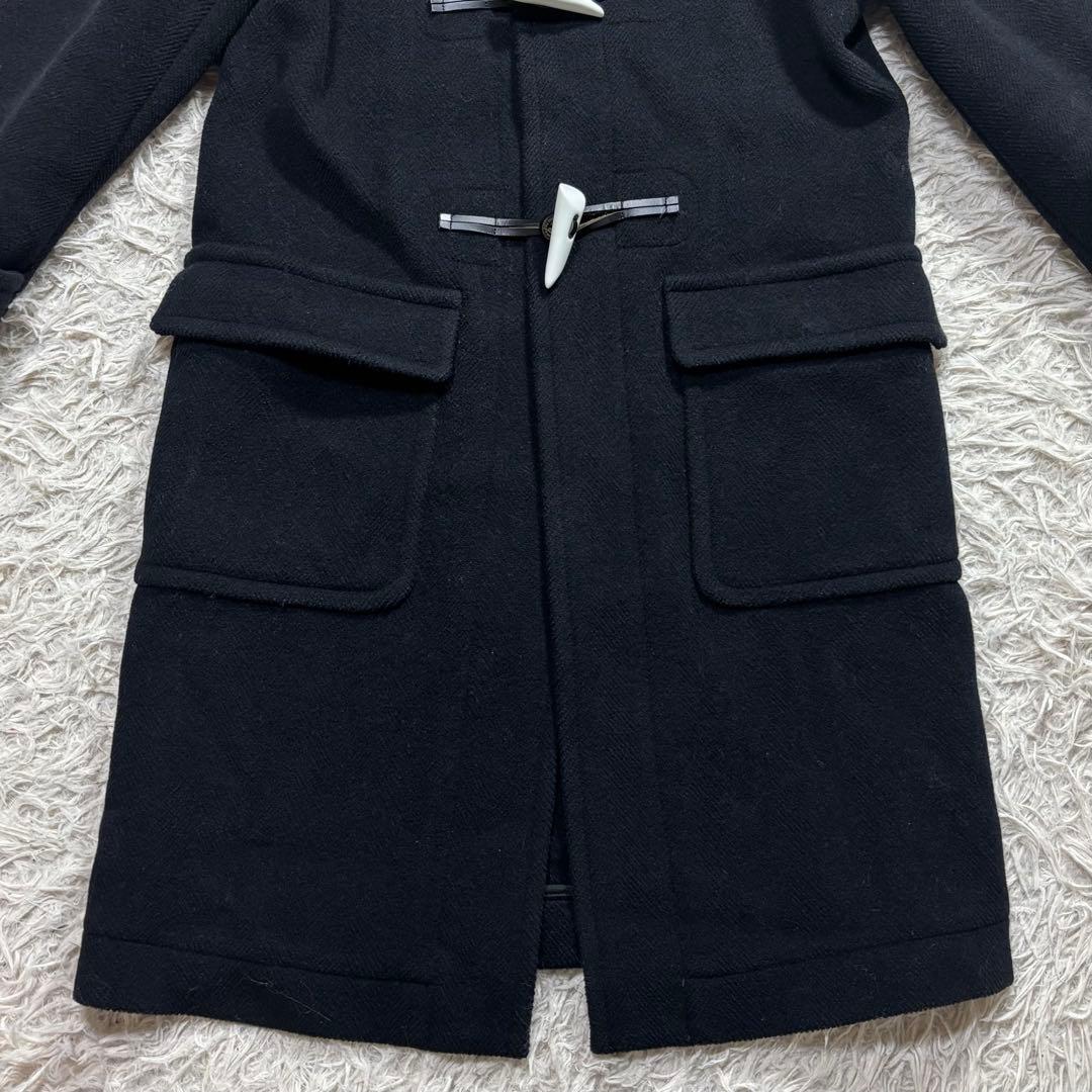 HYKE ハイク　ダッフルコート ヘリンボーン　白トグル　ブラック　サイズ2