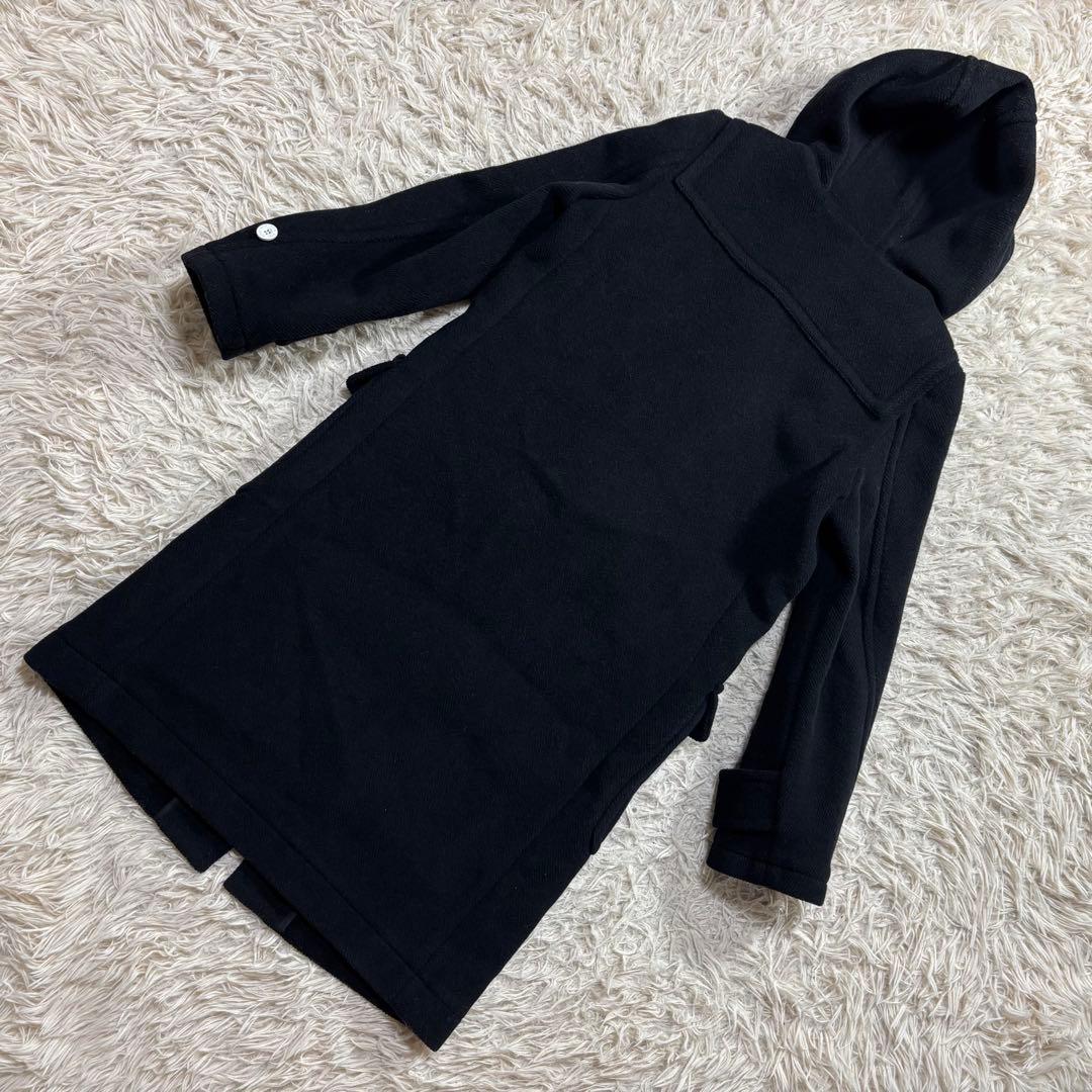 HYKE ハイク　ダッフルコート ヘリンボーン　白トグル　ブラック　サイズ2