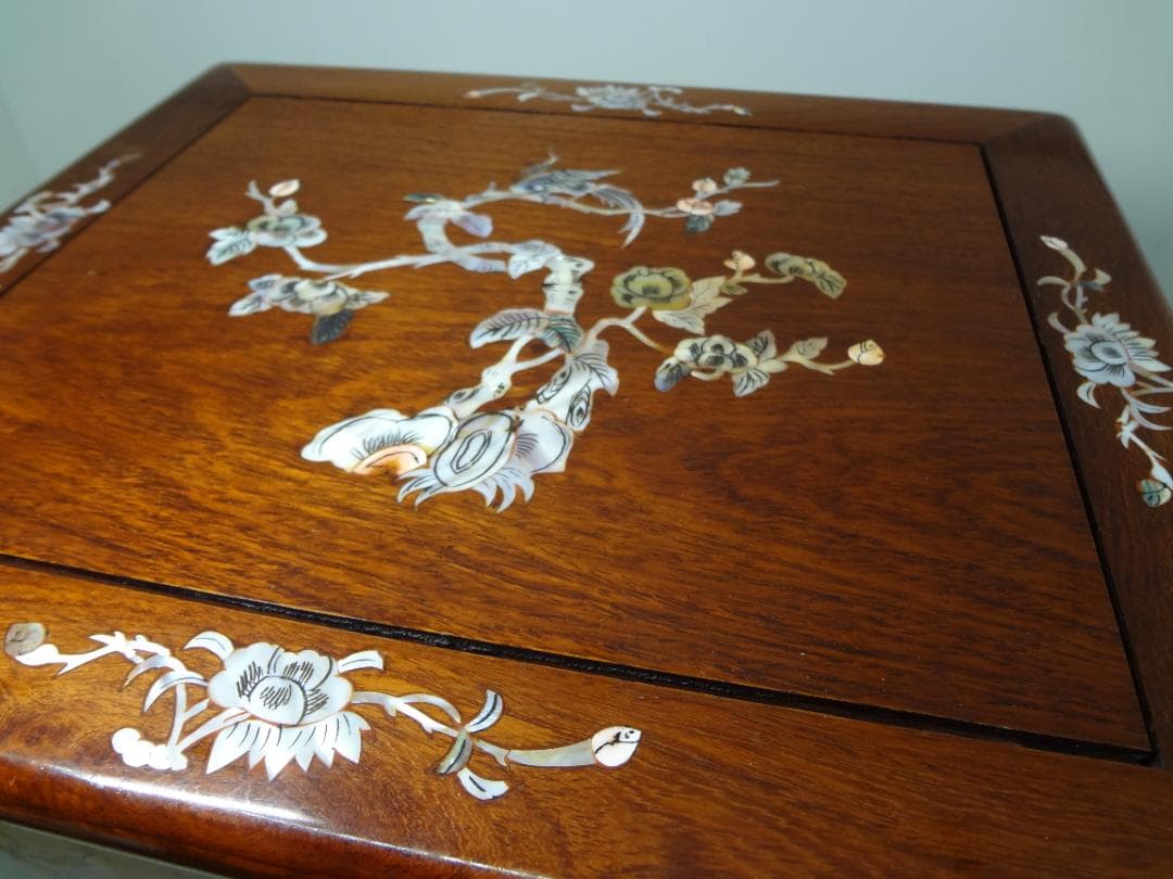 ✨美品✨　天然木　花梨　唐木　螺鈿細工　引き出し3段ミニチェスト