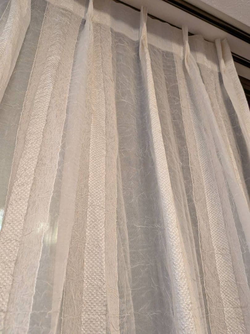 サンゲツ　2倍ヒダ　レースカーテン　w130xh210 ×2枚セット