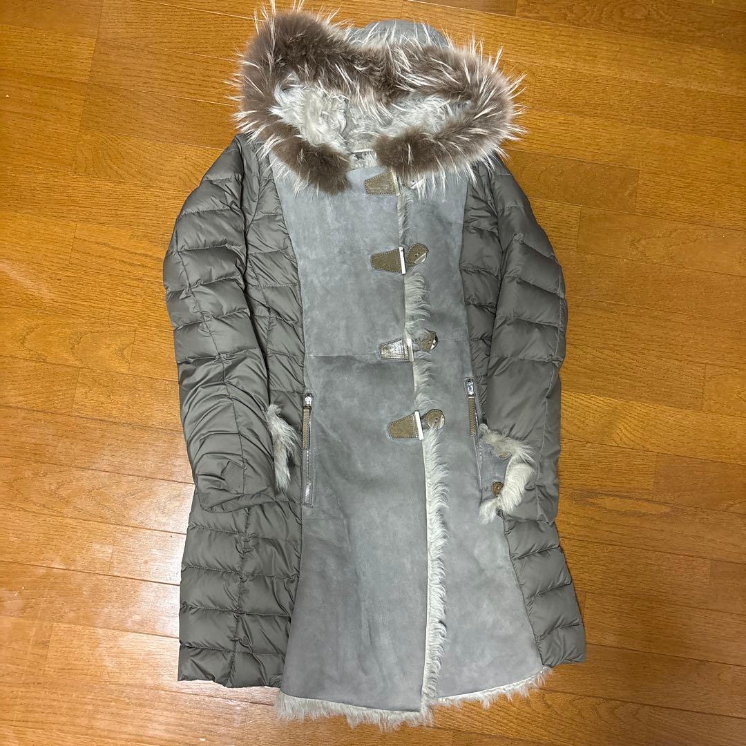 AFG1972　イタリア製　ダウンジャケット　ロング　リアルファー　大きいサイズ