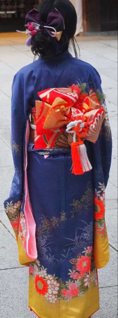 7歳　七五三　着物　結び帯　上げ帯　バッグ　草履　はこせこ　髪飾り　セット