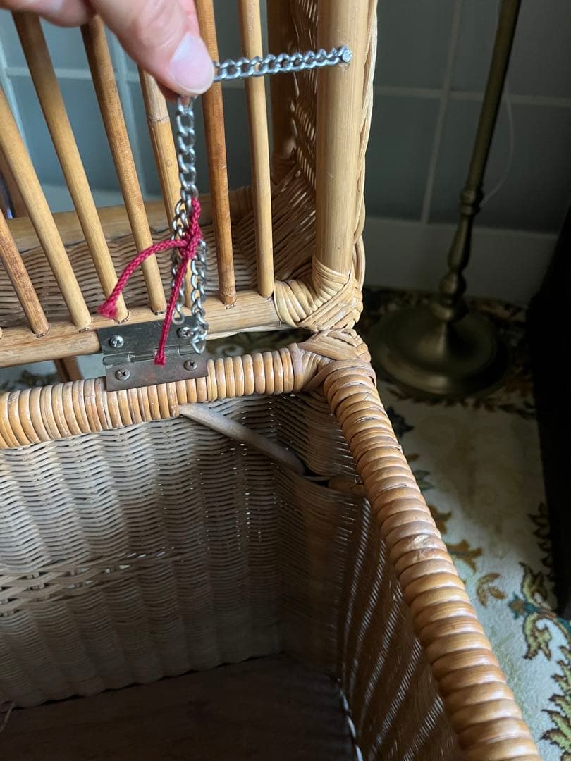 ラタン 籐 脱衣かご ランドリーバスケット 2段 インテリア 昭和レトロ