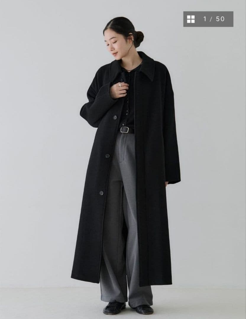 crewre リバーロングステンカラーコート 黒　サイズ1