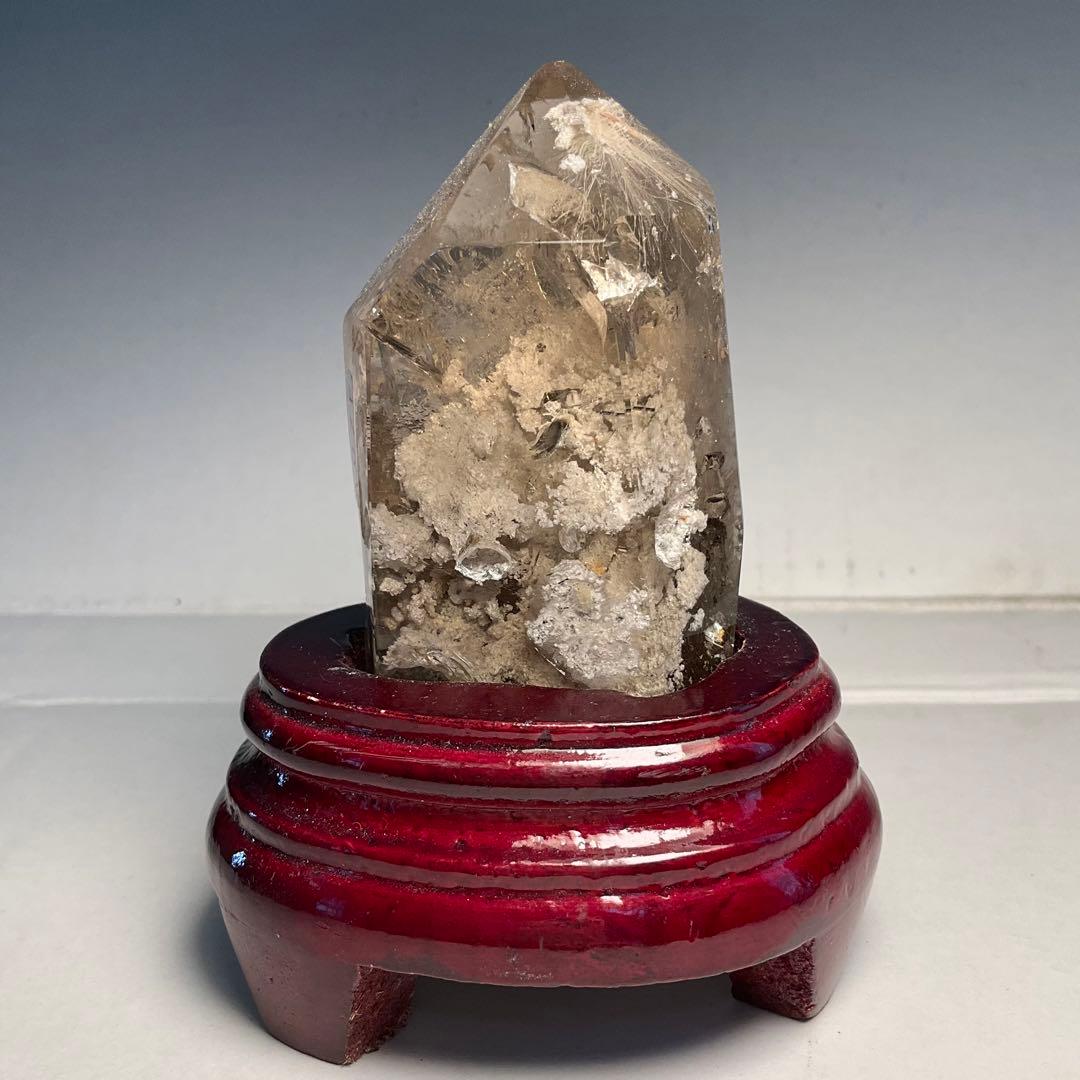 ブラジル産　天然ガーデンルチル　プラチナルチル入り　木台付き