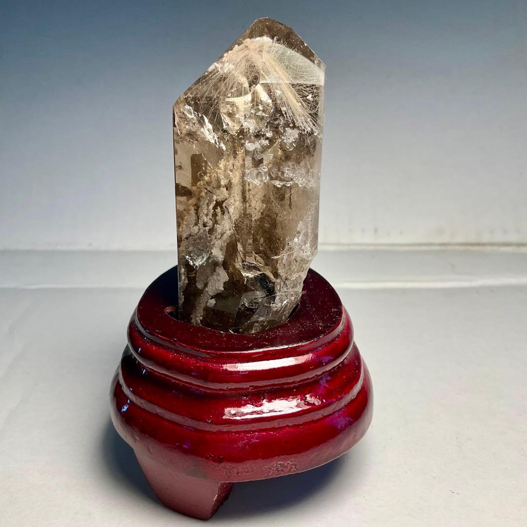 ブラジル産　天然ガーデンルチル　プラチナルチル入り　木台付き