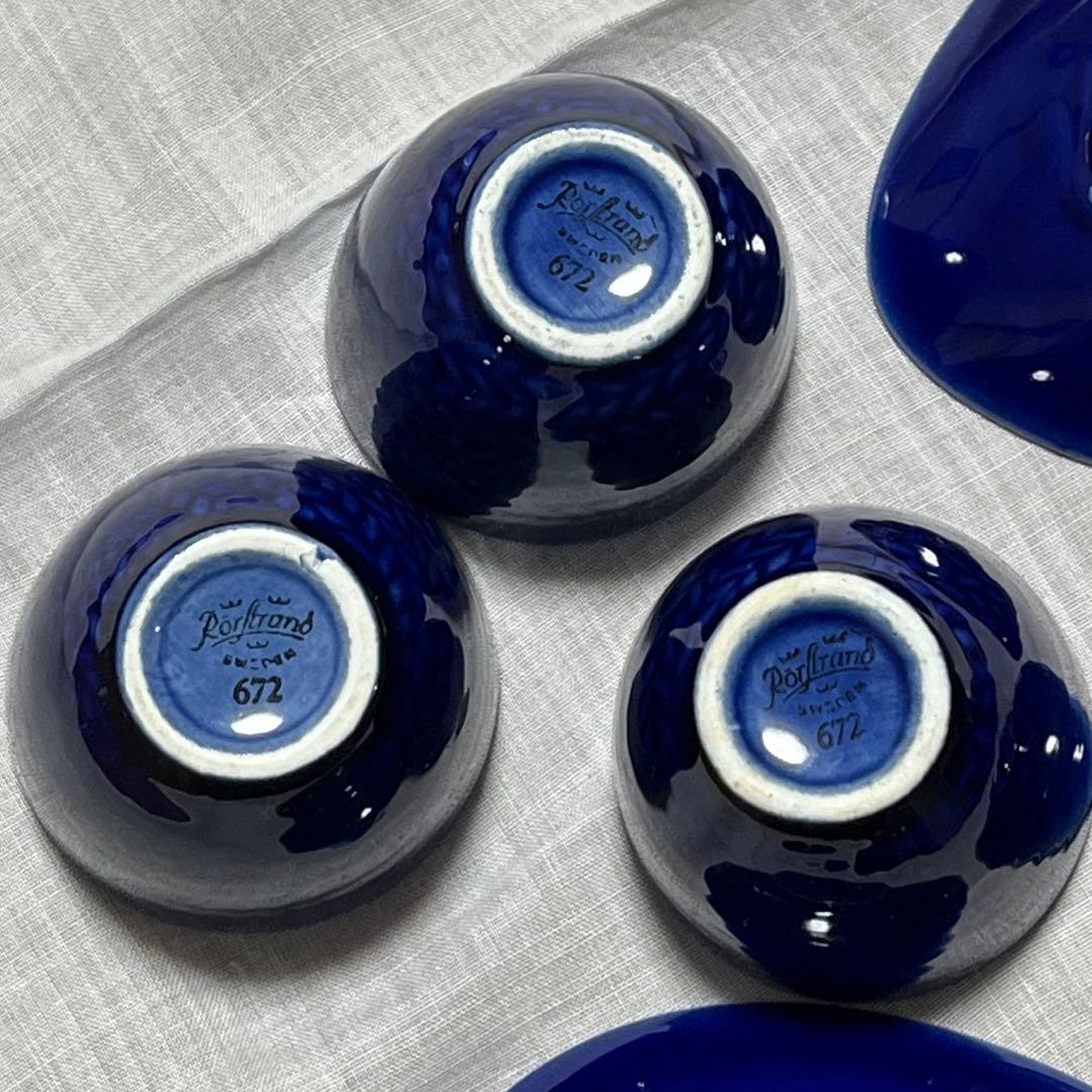 ロールストランド　Bla eld エッグカップ3個小皿3枚