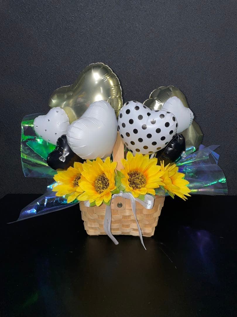 見本　花束バルーンブーケ　ひまわり
