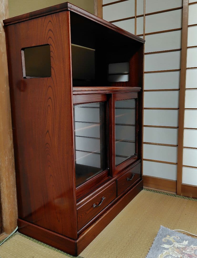 茶箪笥　漆器　木製品　高級家具　アンティーク　木目