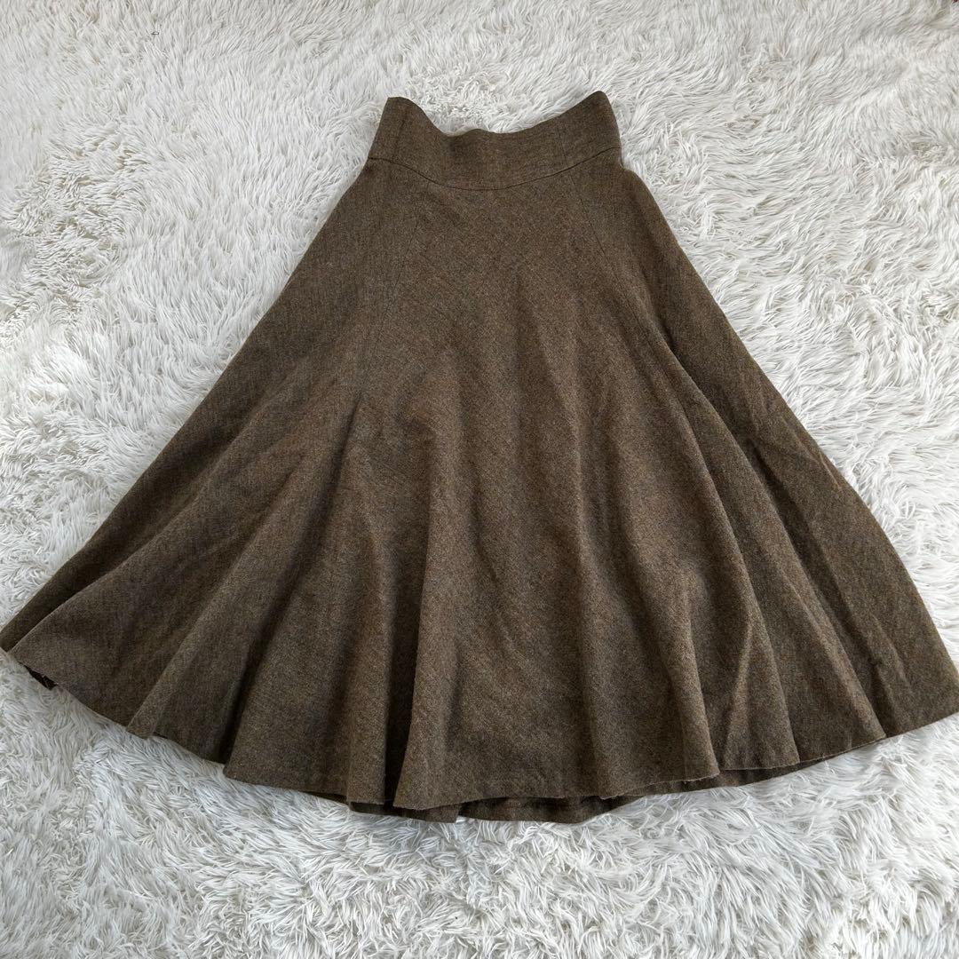 RALPH LAUREN ウールフレアスカート ボリュームデザイン　シルク