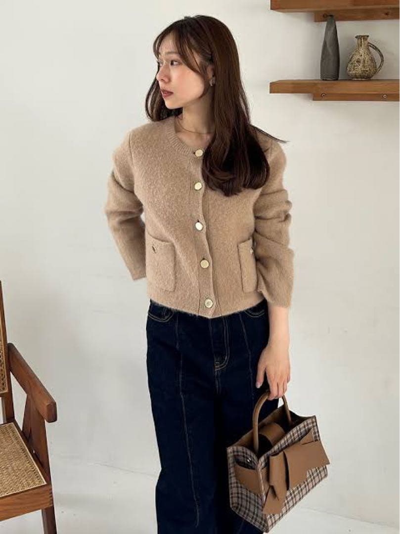 FRAY I.D フォックスウールニットジャケット BEG 美品