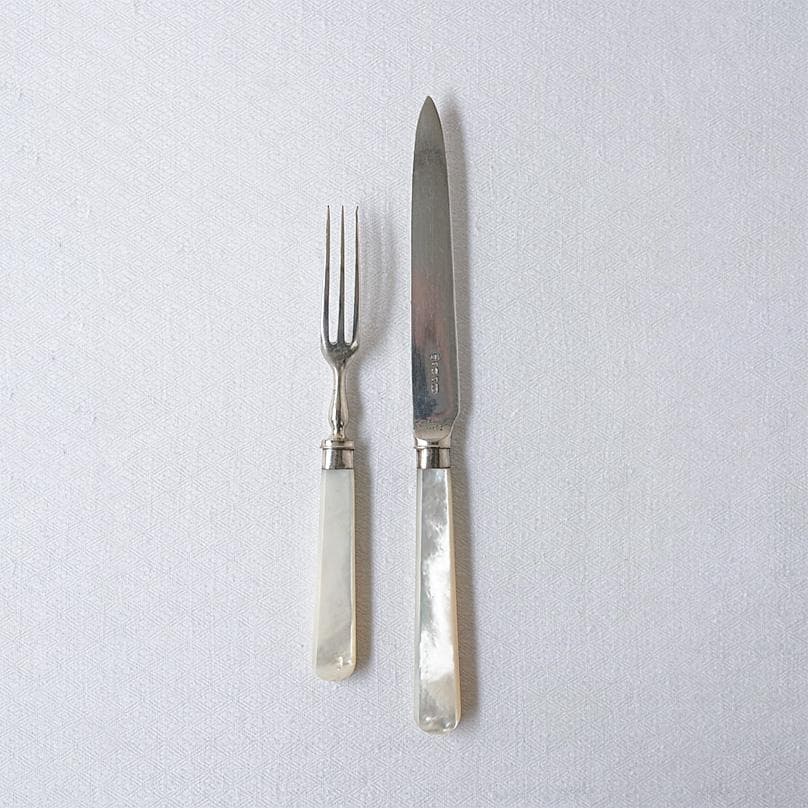 イギリスアンティーク　白蝶貝　マザーオブパール　カトラリー　フォーク＆ナイフ　B