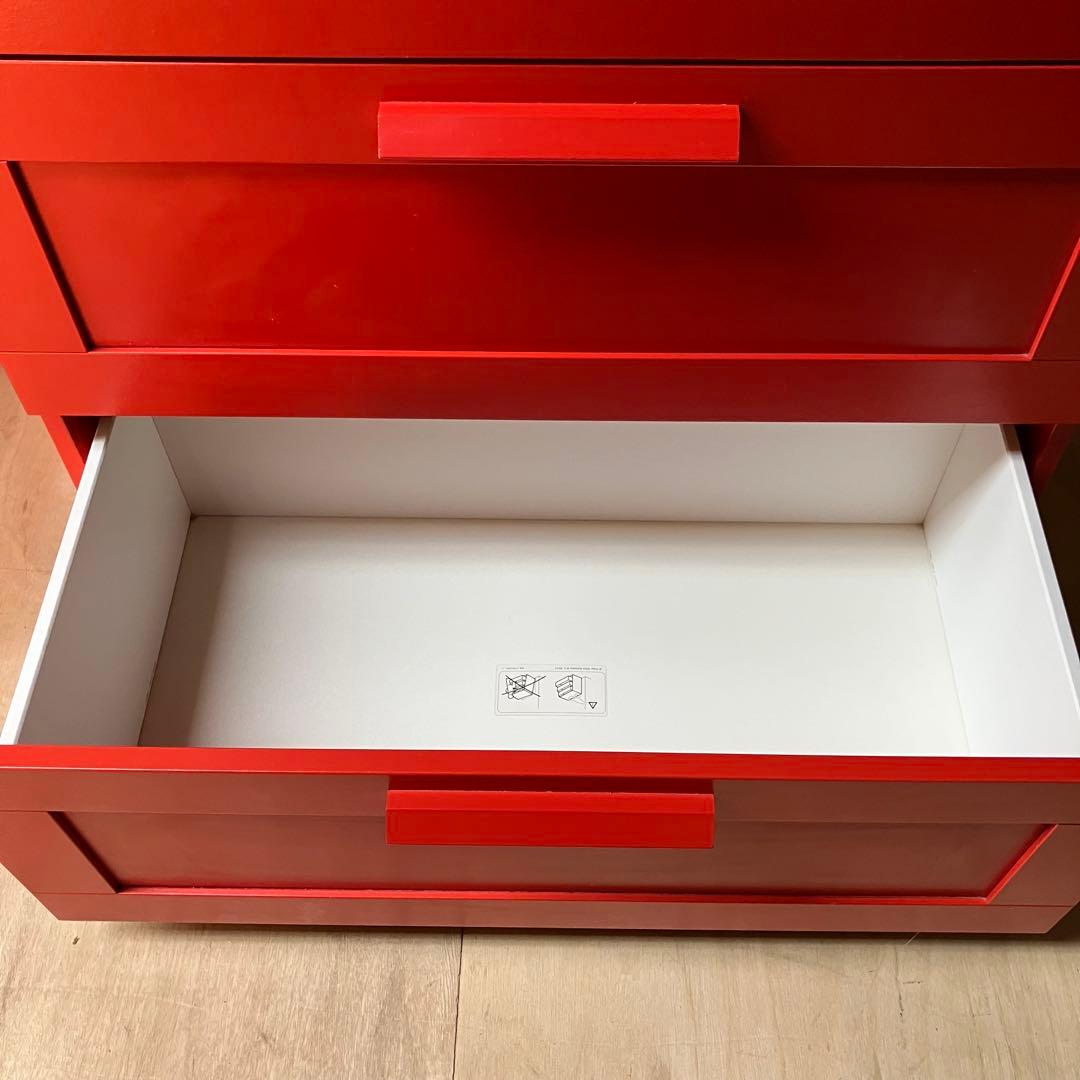 A2E62■IKEA BRIMNES イケア ブリムネス 3段チェスト レッド