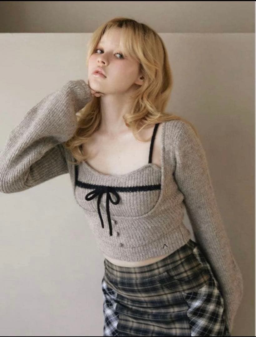 トップス ANDMARY Natalie ribbon set mocha