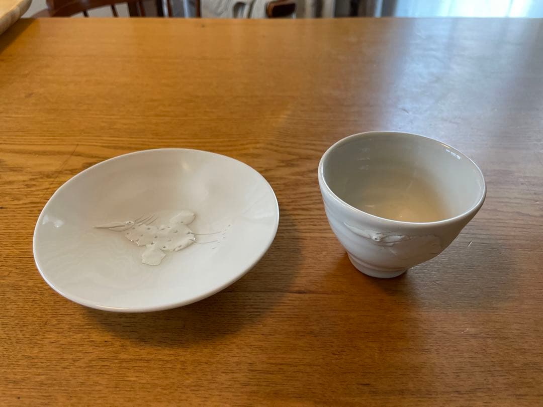 陶芸作家 吉川千香子 青白磁 皿 プレート 鳥