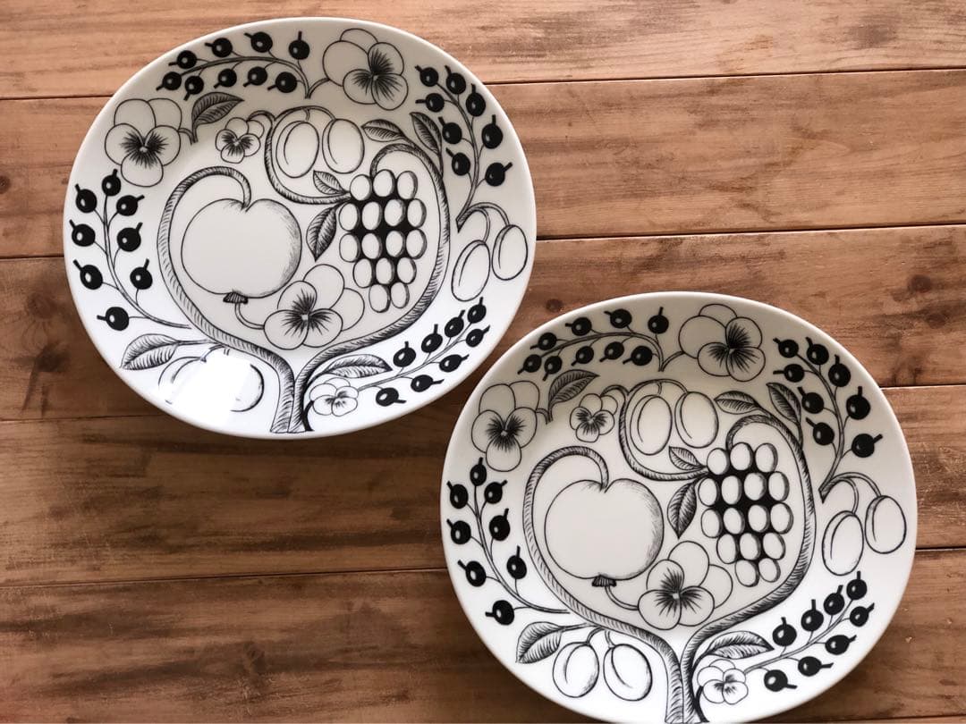 ARABIAアラビア ブラックパラティッシ オーバルプレート25cm 2枚セット