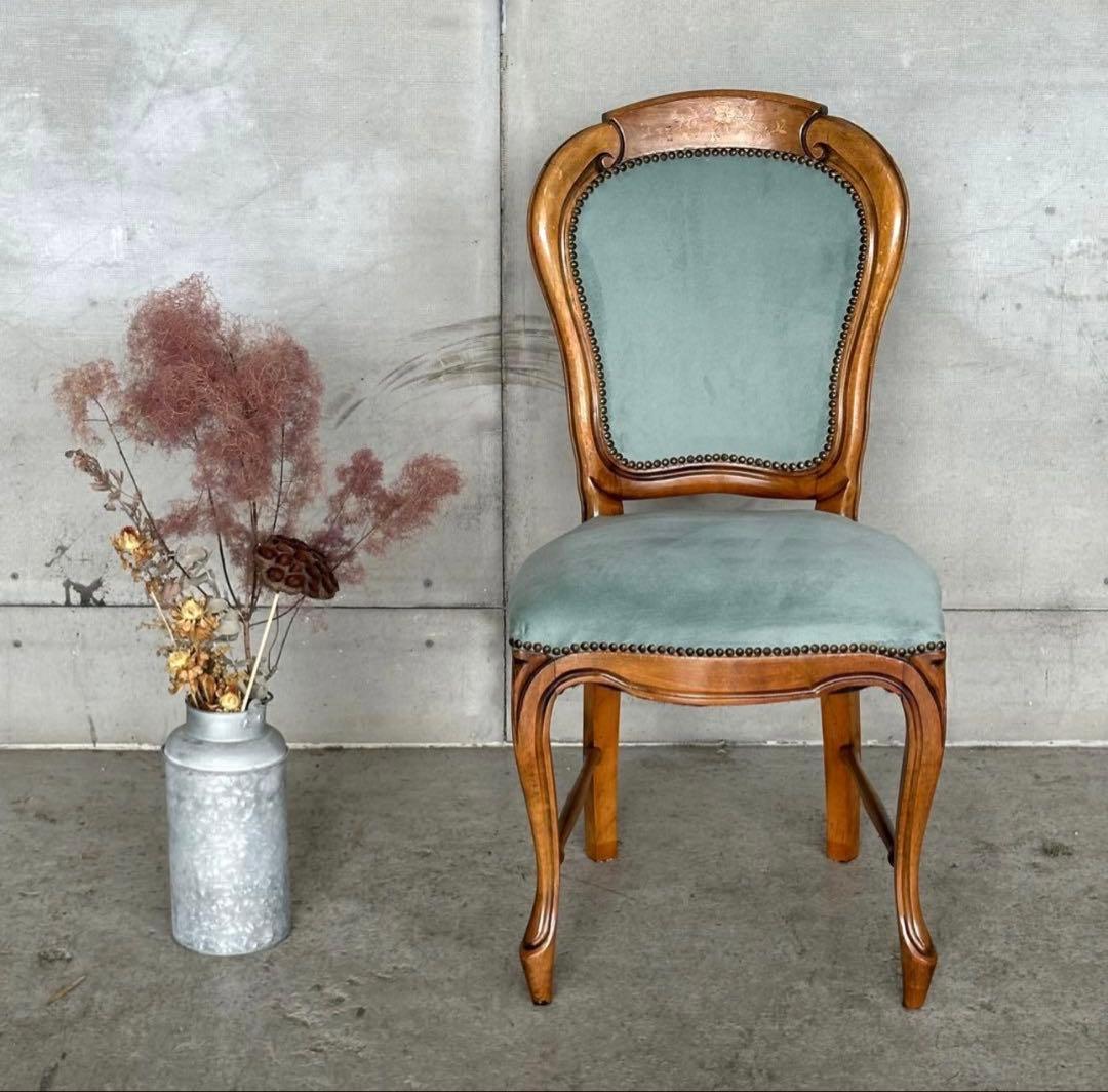 ✦90s✦ロココ調 イタリア製ダイニングチェア アンティーク　ベロア ベルベット