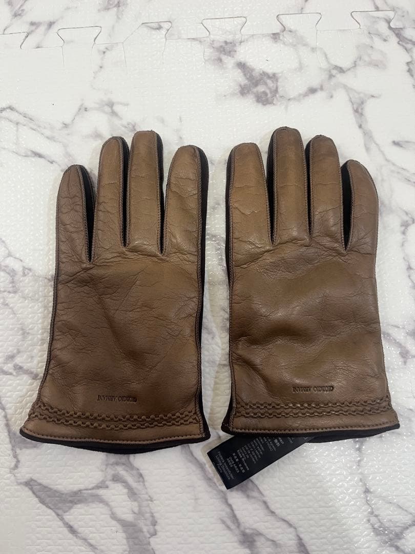 Giorgio Armani ブラウンレザー手袋 Sサイズ