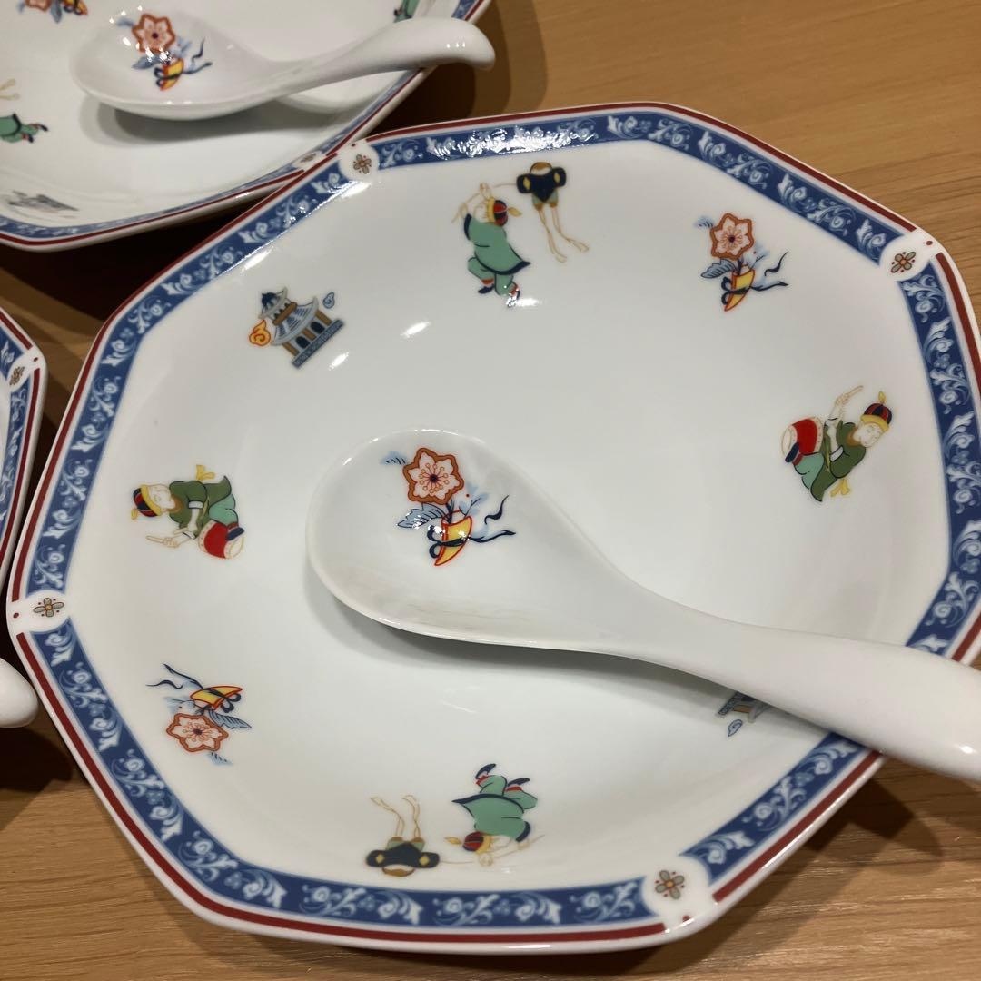 新品　ナルミ　チャーハン　スープ　食器　皿　唐子　中華セット　スープボウル