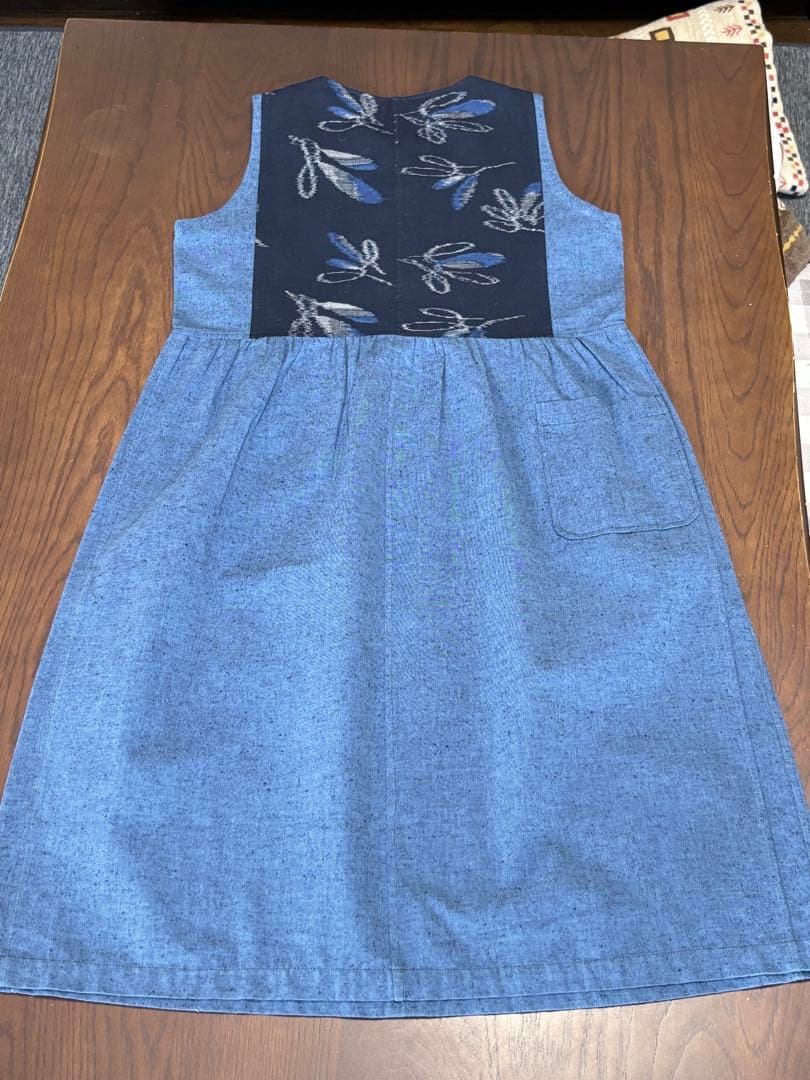 伝統工芸本久留米絣ジャンバースカート 木綿 手作り藍藍