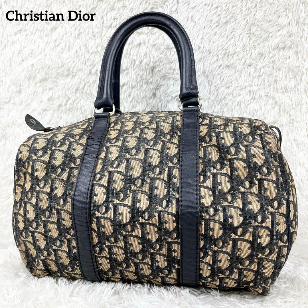【良品】クリスチャンディオール トロッター ボストンバッグ ネイビー