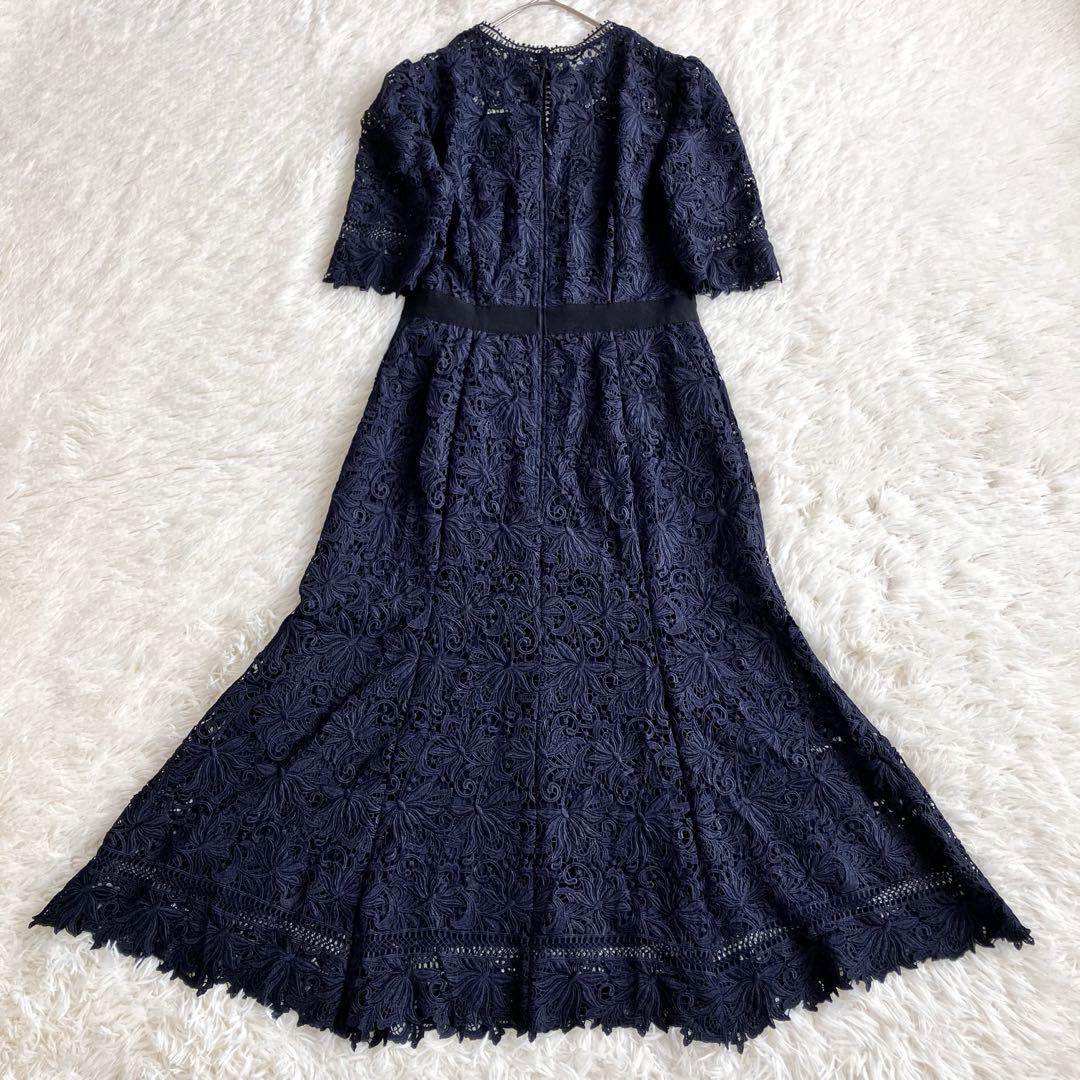 美品 人気 セルフォード レースドレス お呼ばれ ワンピース マーメイド 濃紺