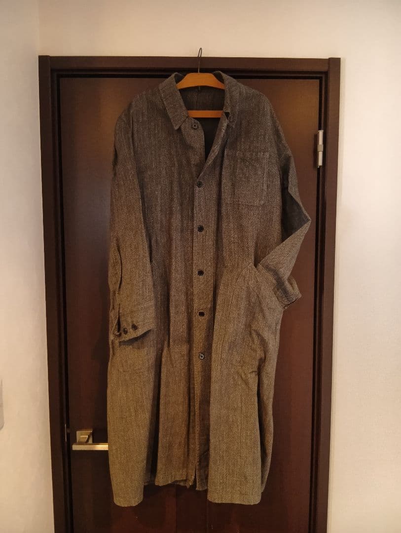 40s 50s ブラックシャンブレーコート　フランス軍　ステンシル XL