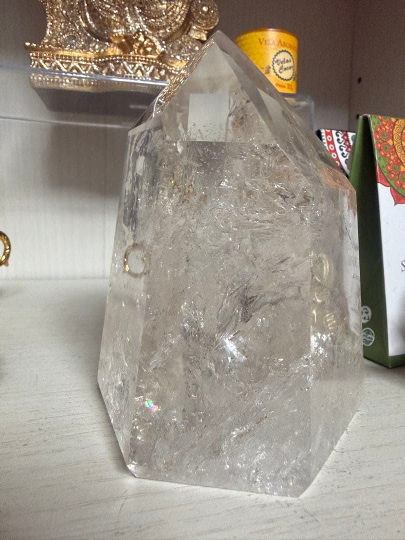 透明クリスタル 八面体置物　924g ミナスブラジル