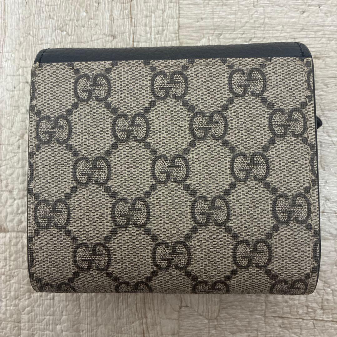 GUCCI 二つ折り財布 黒 ベージュ マーモント