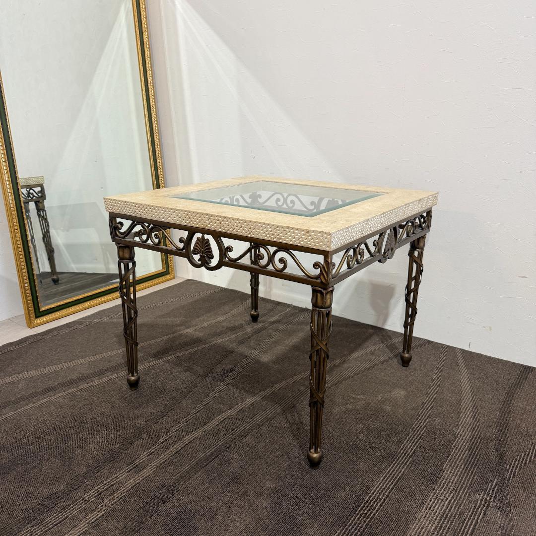 ドレクセル　DREXEL　マクタンストーン　サイドテーブル　ガラス　約70万円