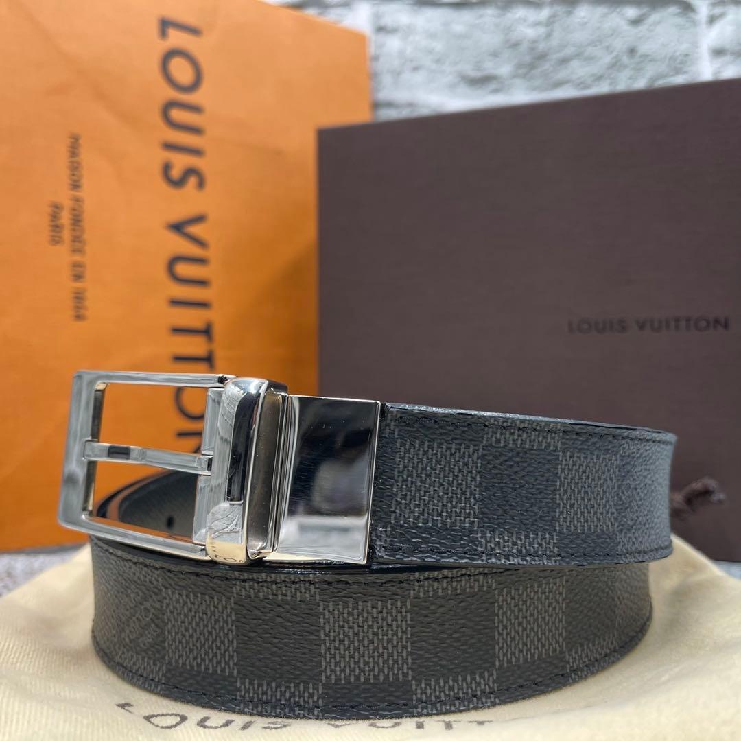 美品/付属付き ルイヴィトン ベルト ダミエグラフィット シアトル 85サイズ