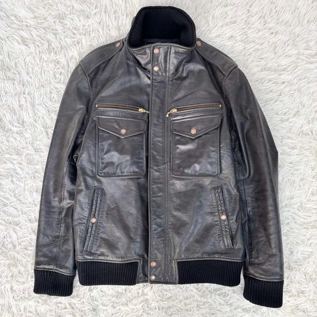 AVIREX 6191014馬革 レザー M-65 ミリタリージャケット 黒 L