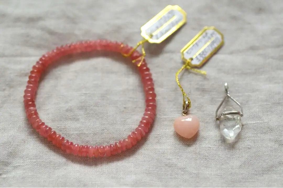 高級天然石　ロードクロサイト/インカローズ ハーキマー水晶 新品未使用セット