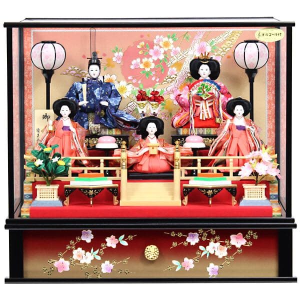 雛人形　ケース飾り 五人飾り オルゴール付き