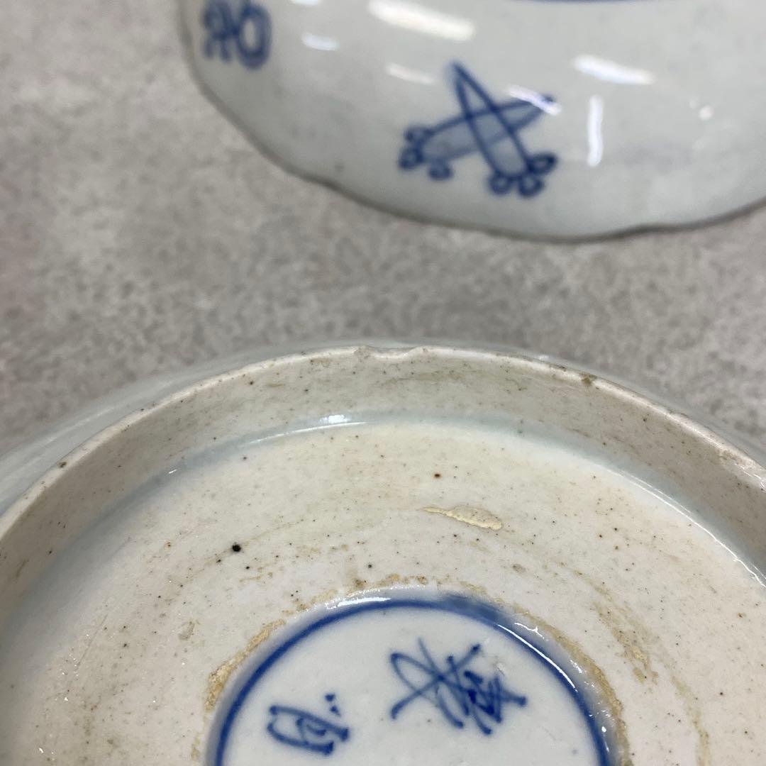 なます皿 5点 直径13.1cm 鶴亀 蝶 色絵 古皿 伊万里 有田 13