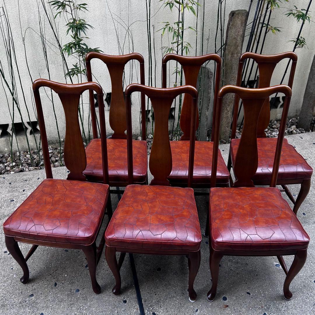 マルニmaruni 地中海シリーズ ダイニングチェア 椅子 猫足 レザー 6脚