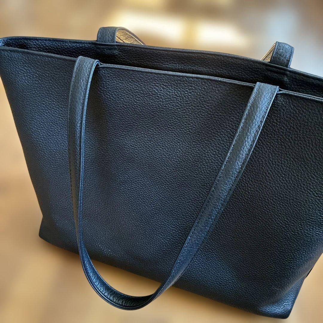 ハッシュタグ　ブラック レザートートバッグ