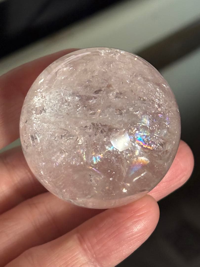 極上　ピンクアゼツライト　スフィア　4.40cm 虹だらけ　天然石